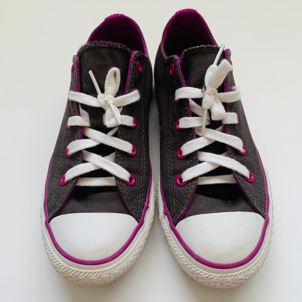 Converse All Star Low‎ Top Sneakers Kids Size 3 Brown Purple Casual Shoes